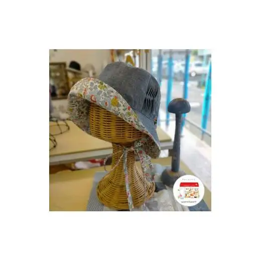 AO014【warmheart】リバティ(Betsy)×シャンブレーのリバーシブルハット/帽子(57.5cm)