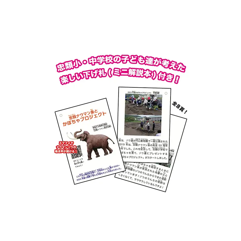 忠類ナウマンゾウぬいぐるみ 2体 キーホルダー 1個 トレカ付き 学芸員監修