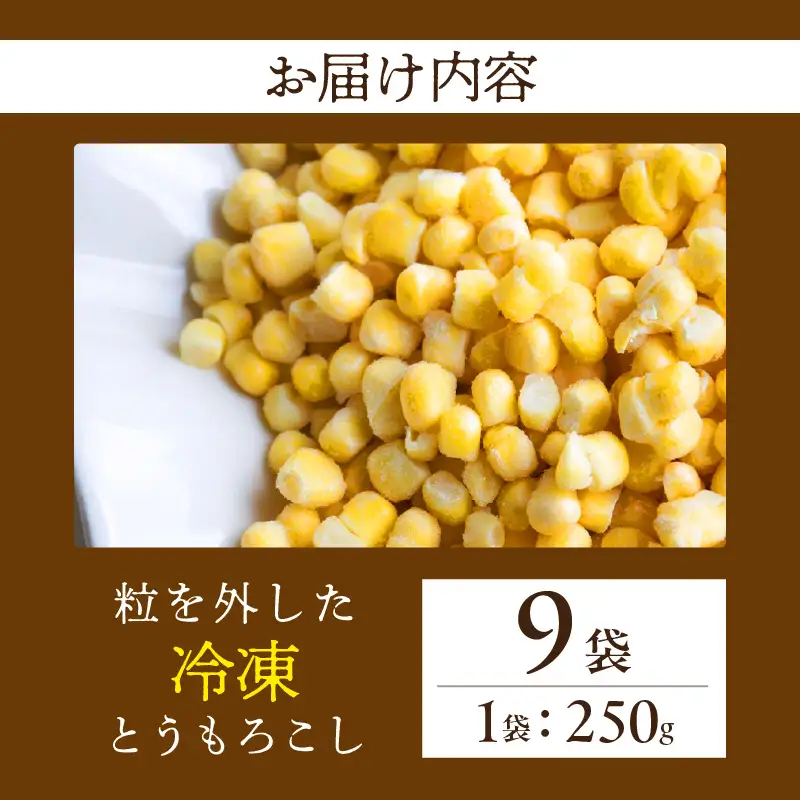  粒を外した冷凍とうもろこし（250g×9袋）・H093