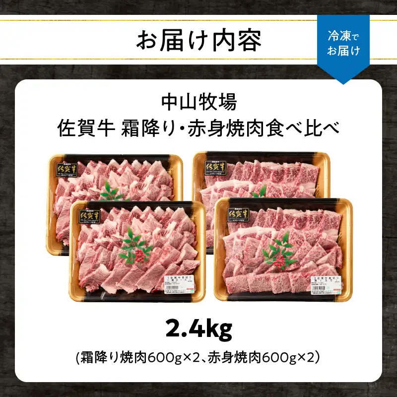 【最速配送】佐賀牛 霜降り 赤身 焼肉 食べ比べ 2.4kg ／ 佐賀牛【C112】