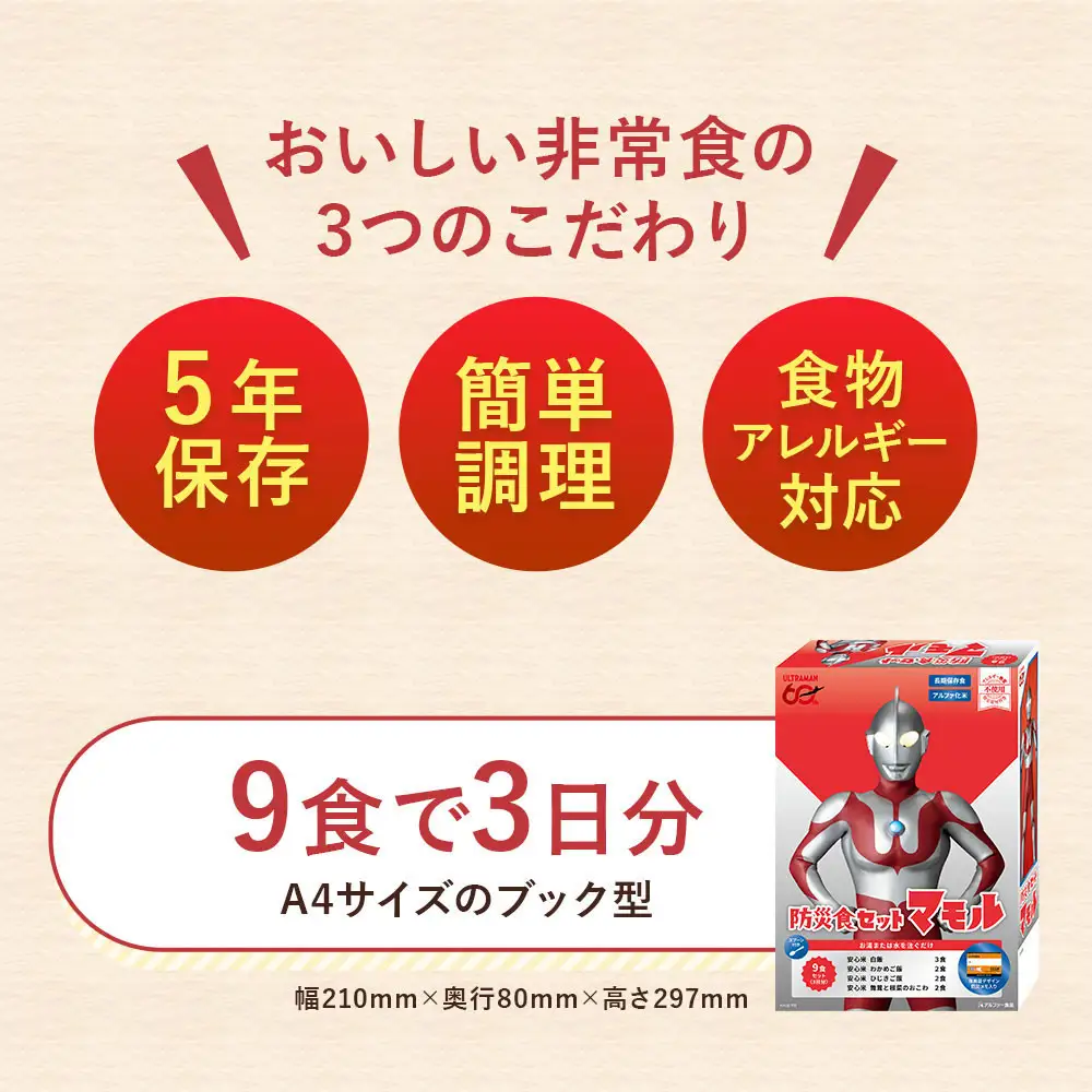 数量限定 ウルトラマンコラボ 非常食3日家族4人分【安心米9食セット】備蓄 長期保存