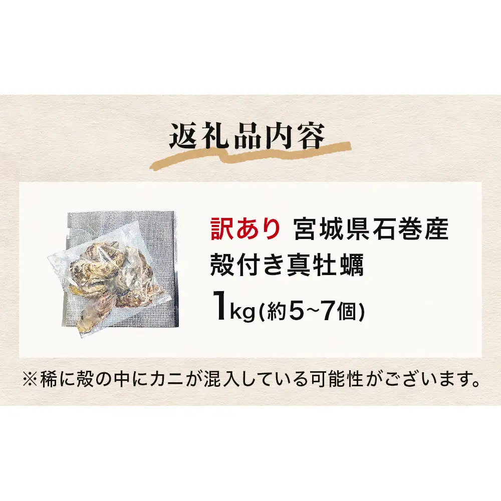 牡蠣 訳あり 宮城県産 無選別 1kg 加熱用 真牡蠣 かき カキ 貝 貝類 海産物 魚介類 海鮮 冷凍 宮城県 宮城 石巻市 石巻