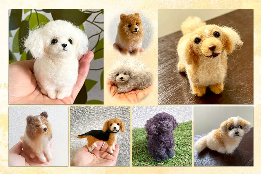 オーダーメイドの羊毛フェルト人形　『てのひらわんこ』/フェルト 羊毛 可愛い ペット 犬 人形 ぬいぐるみ 矢巾町 岩手県