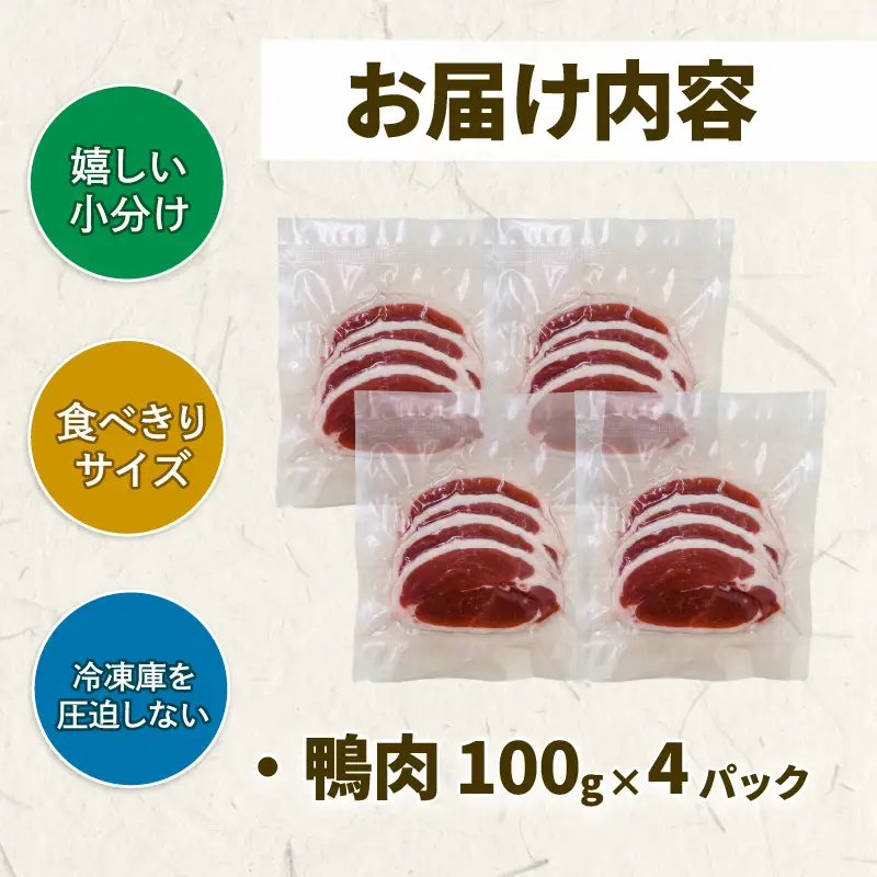 たのはた鴨 ロース スライス 400g(100g×4P)