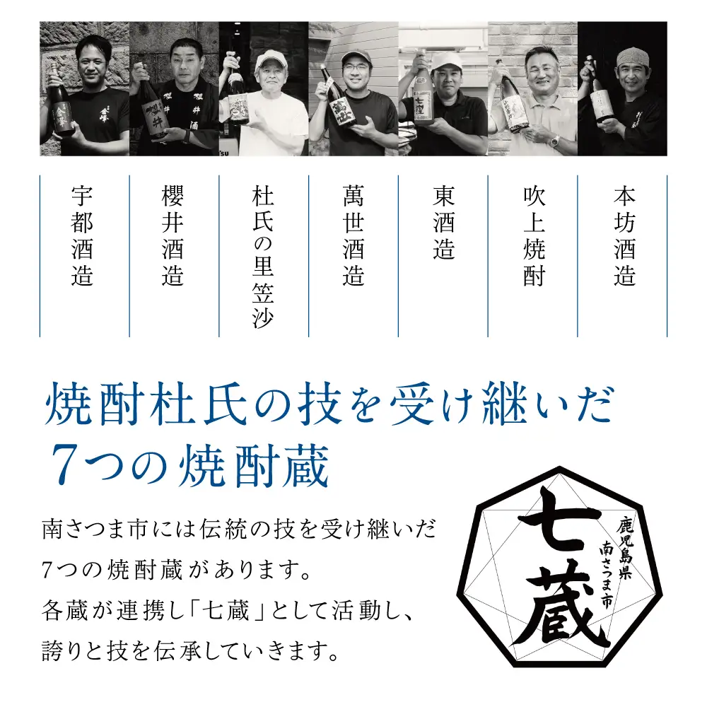【本格芋焼酎】希少銘柄厳選 飲み比べ 7種（7本） 焼酎杜氏発祥 鹿児島 黒瀬杜氏 阿多杜氏 焼酎 芋焼酎 25% 飲み比べ ロック 水割り お湯割り ハイボール コク フルーティ 麹 さつまいも 安納芋 お酒 希少 限定 南さつま市 