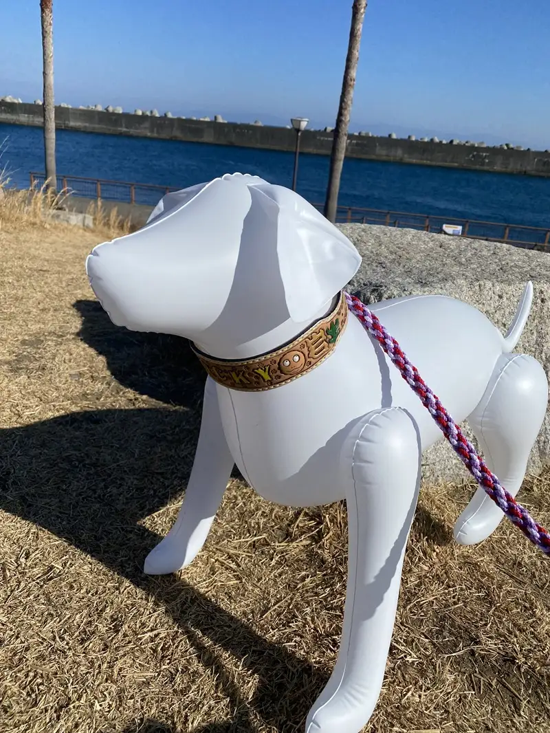 ワイド幅首輪 中型犬 ハンドメイド (a70-016)