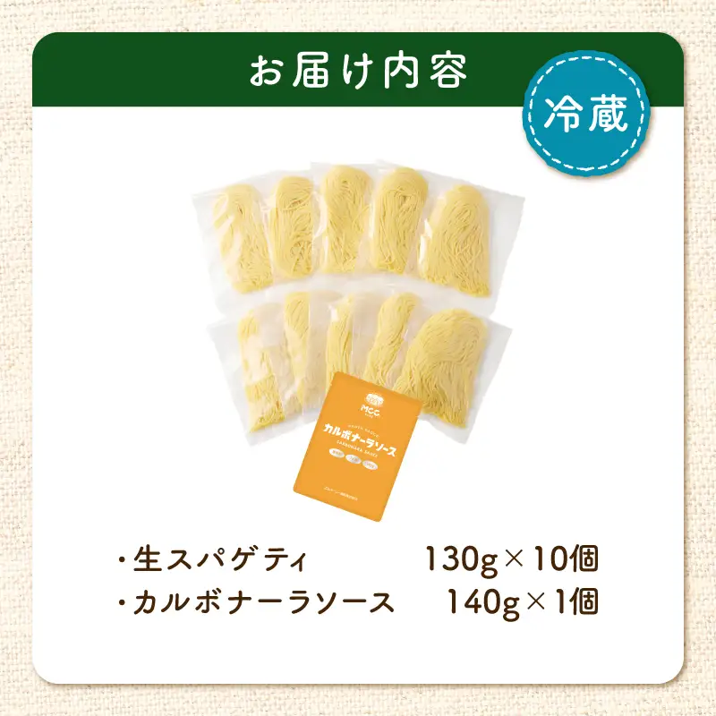 生スパゲティ 130g×10個 カルボナーラソース 1個付き K036-013_05 パスタ 麺 麺類 