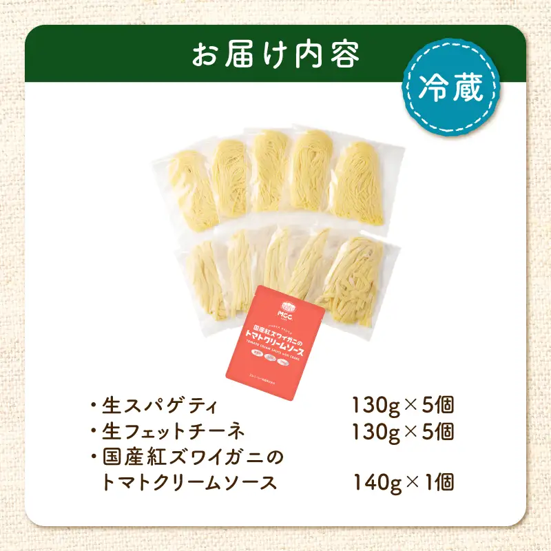 生スパゲティ 5個×生フェットチーネ 5個 カニ の トマトクリームソース 1個付き K036-021_02 パスタ 麺 麺類 
