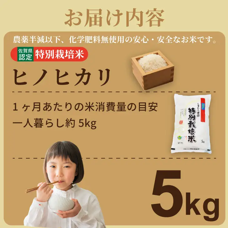令和7年度産  もっちり艶々 特別栽培米 ヒノヒカリ（5㎏×1袋）しもむら農園  B170-035