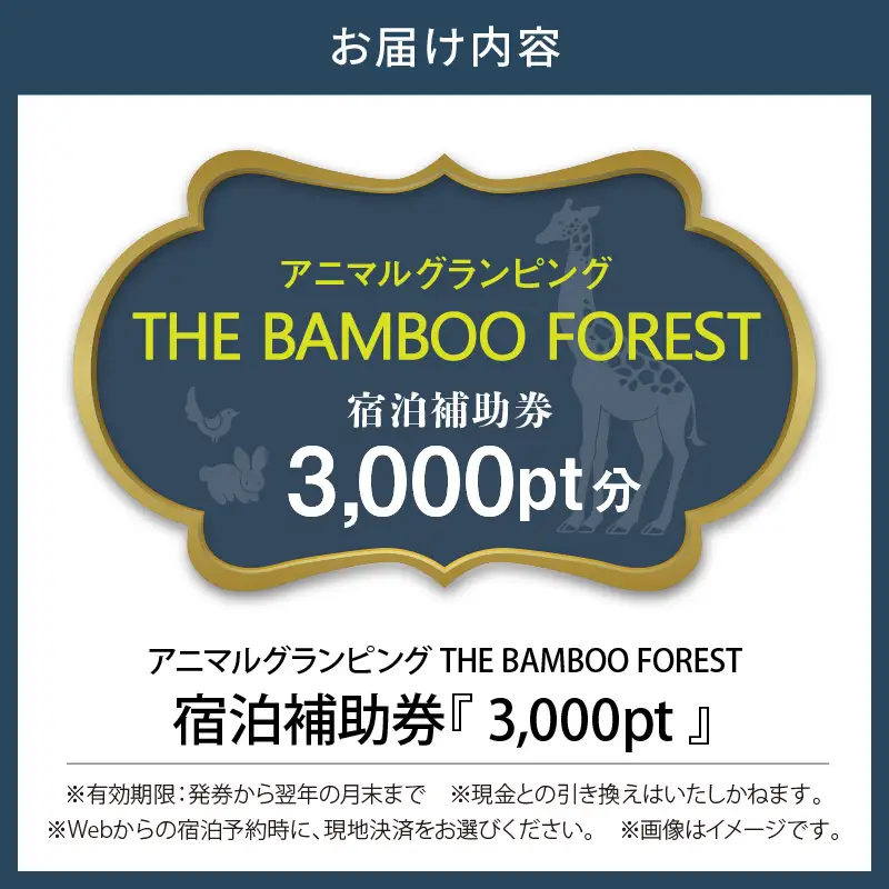 アニマルグランピング「THE BAMBOO FOREST」宿泊補助券　3,000pt