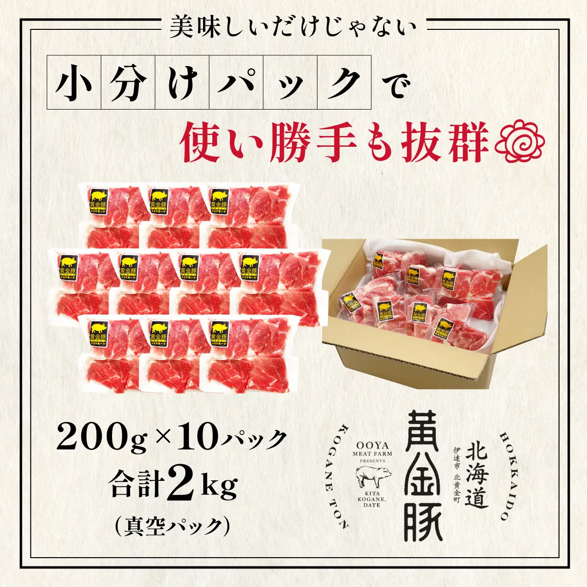＜9月発送＞伊達 黄金豚 のジューシーな 切り落とし 肉  2kg【200g×10パック】三元豚  豚肉 ぶた肉 小間切れ スライス 小分け 冷凍 55250311-2609