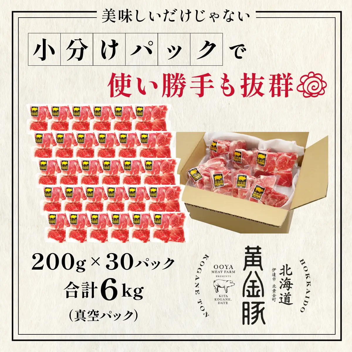 ＜9月発送＞伊達 黄金豚 のジューシーな 切り落とし 肉  6kg【200g×30パック】三元豚  豚肉 ぶた肉 小間切れ スライス 小分け 冷凍 ooy-002-2609