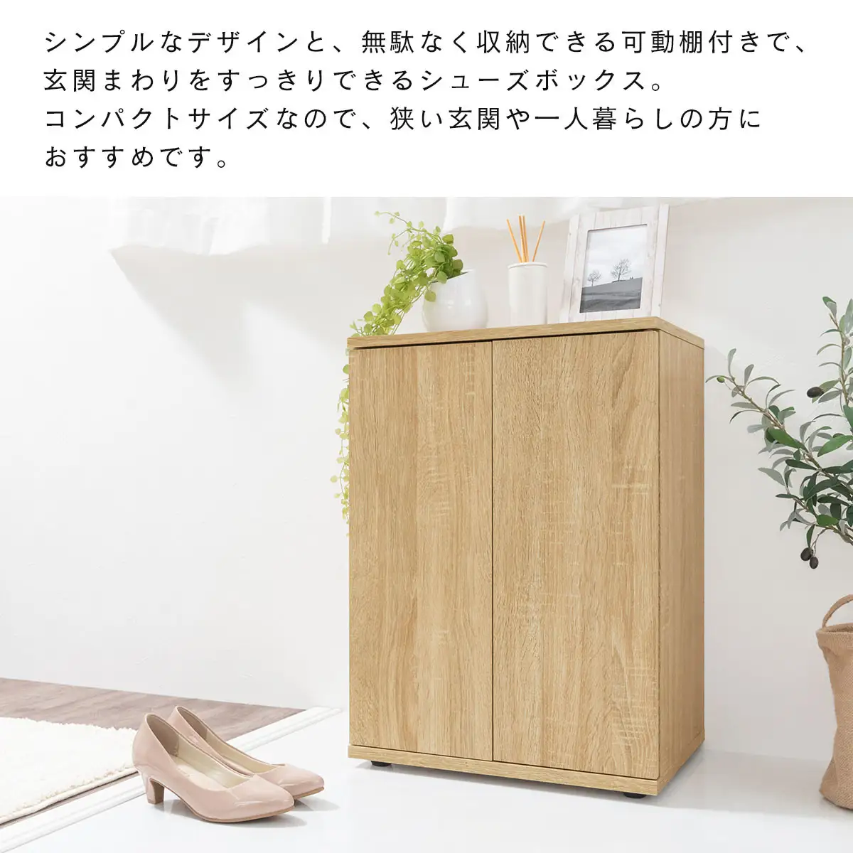 【完成品でお届け】コンパクトシューズラック〔アジャスタータイプ〕（ウォールナット）靴箱 コンパクト スリム 一人暮らし シューズラック 省スペース 木製 シューズボックス 下駄箱 玄関 扉付き 靴 SKANBX100775-2-WAL