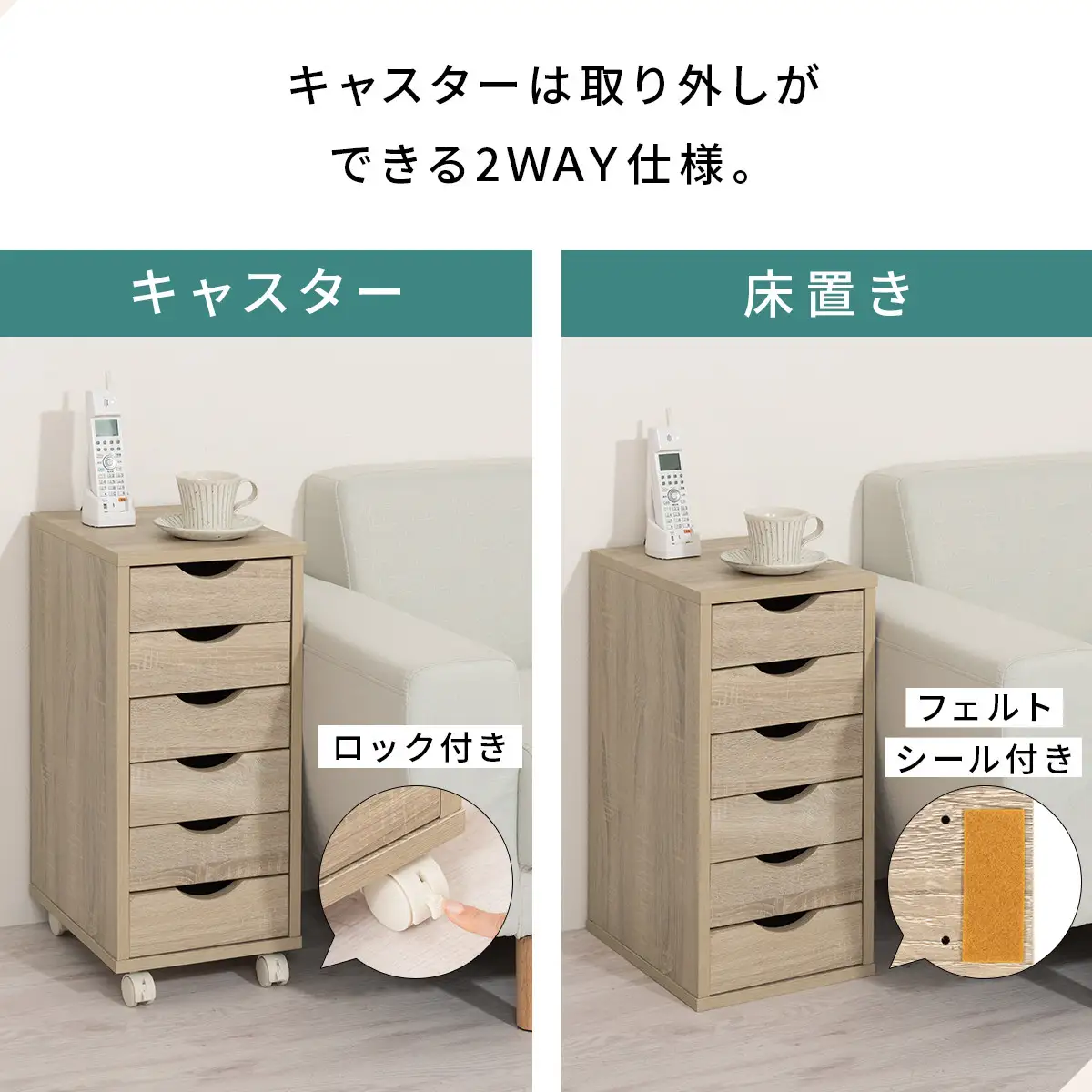 【完成品でお届け】サイドチェスト（ウォールナット）サイドチェスト スリム デスクワゴン キャスター付き 6段 デスク収納 大容量 引き出し ワゴン A4 書類 収納 キャビネット 木製 LKANCT001180-0-WAL