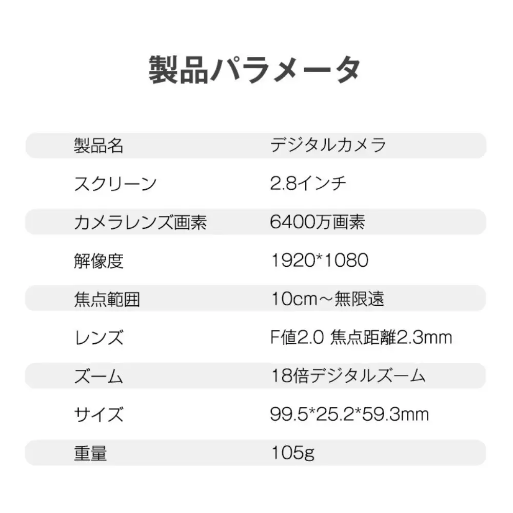 【ブラック】デジタルカメラ ビデオカメラ デジカメ 小型 4K高画質 6400万画素 軽量 オートフォーカス AF機能 18倍デジタルズーム キッズカメラ 2.8インチスクリーン 手ぶれ補正 連続撮影 コンパクト 多言語対応 2026年新品 収納袋付属 90日間安心保証付き 【PL保険加入済み製品・安心】