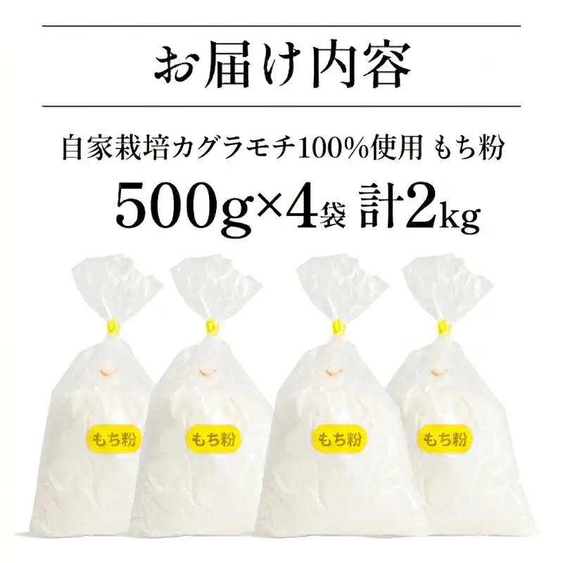 もち粉 溝木さんの餅粉 2kg(500g×4袋）グルテンフリー 白玉 みたらし団子 おしるこ 餅 餅粉 お正月 もち おもち omochi 国産 自家製 小松島市