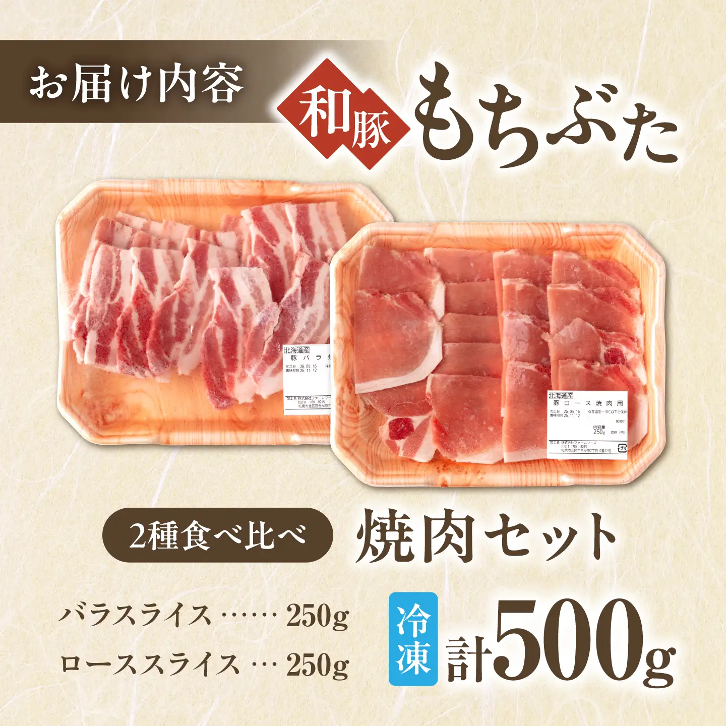 和豚もちぶた 焼肉セット 計500g（250g×2種）[AJAX006] 焼肉 北海道