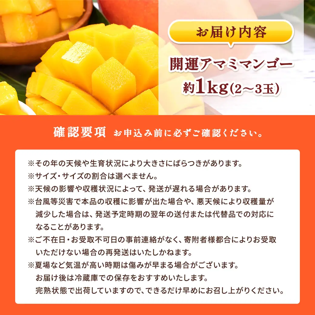 【 期間限定 数量限定 】2026年7月～8月発送 完熟 開運 マンゴー1kg 冷蔵 アップルマンゴー 通常サイズ 特秀品/秀品 混合 奄美 大島 宇検村 鹿児島県 果物 南国 フルーツ デザート 高級 ご褒美 贈り物 ギフト 奄美大島開運酒造