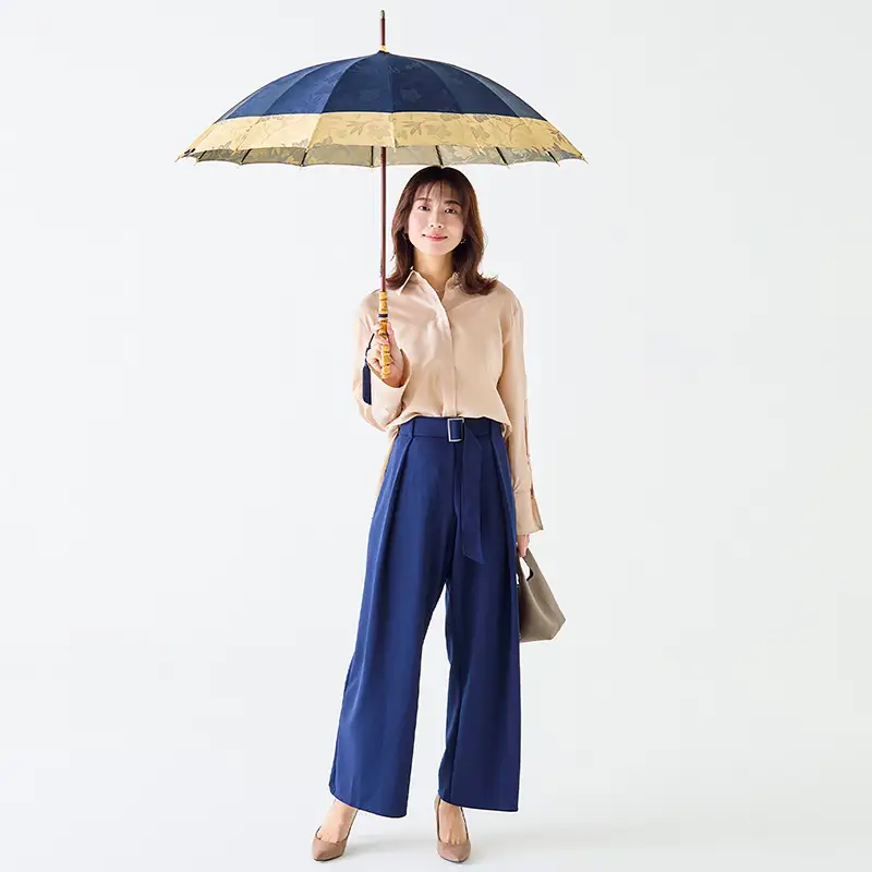 【トンボ洋傘前原光榮商店】レディース「フィオーレ」手元：牛本革キャメル（名入れ不可）_0042-054-T07