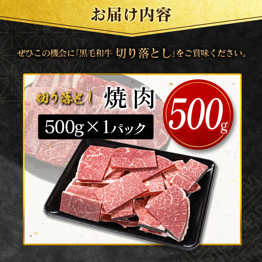8月配送 訳あり 宮崎県産 黒毛和牛 切り落とし（焼肉）計500g 肉 A351-Y-08