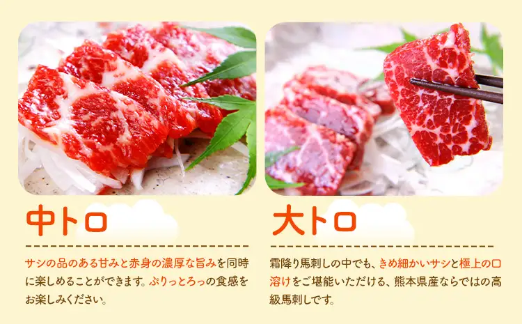 馬刺し 馬刺し 6種 食べ比べ 280g 株式会社利他フーズ《60日以内に出荷予定(土日祝除く)》 上赤身 中トロ 大トロ ふたえご ロース たてがみ 希少部位 国産 冷凍 生食用 肉 馬肉 ふるさと納税馬刺し 熊本県 津奈木町 送料無料 馬刺 ばさし 名物