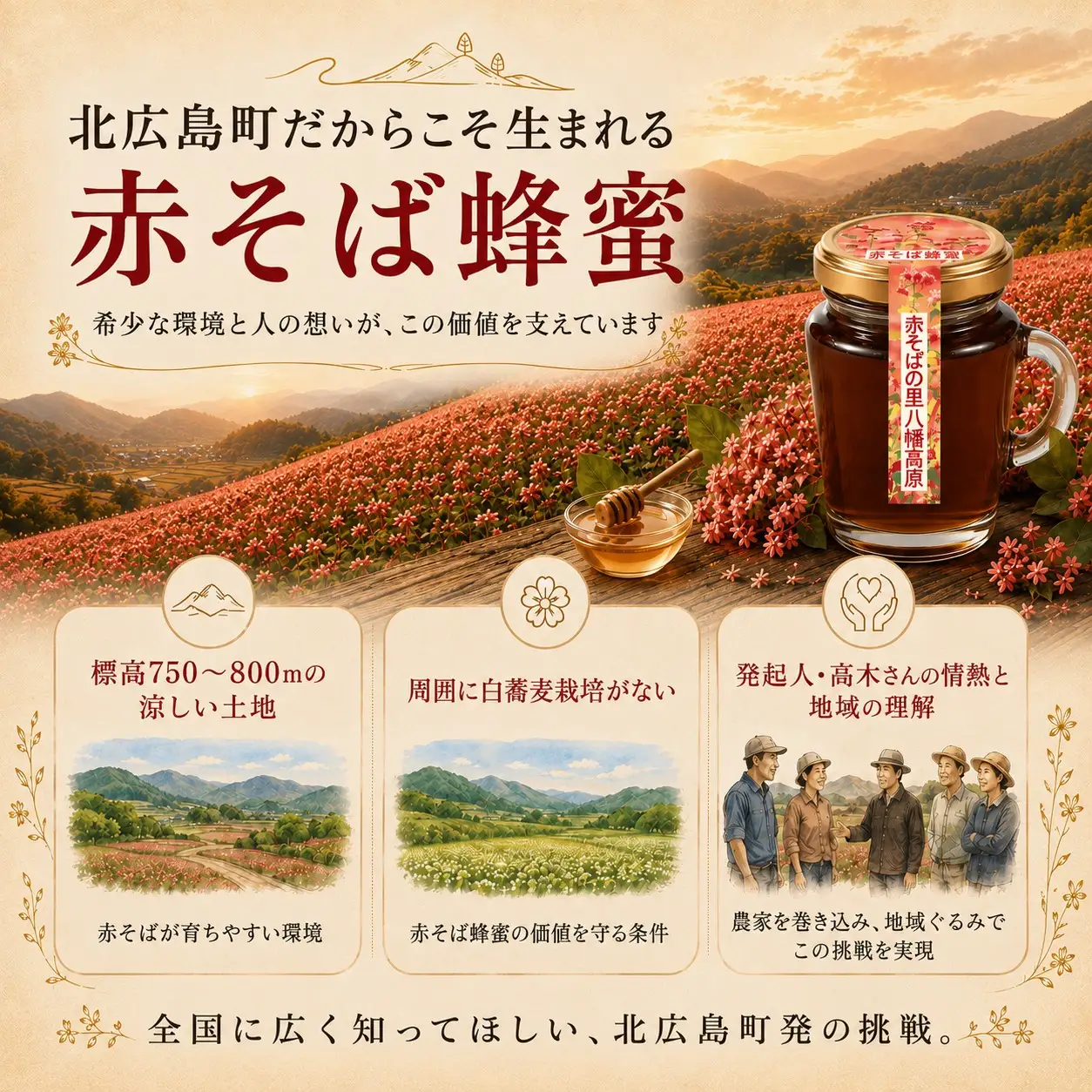 ■返礼品なし■ 八幡高原「赤そば蜂蜜」採取プロジェクトへの支援 耕作放棄地を「幻の蜂蜜」の生産拠点へ（2,000円）