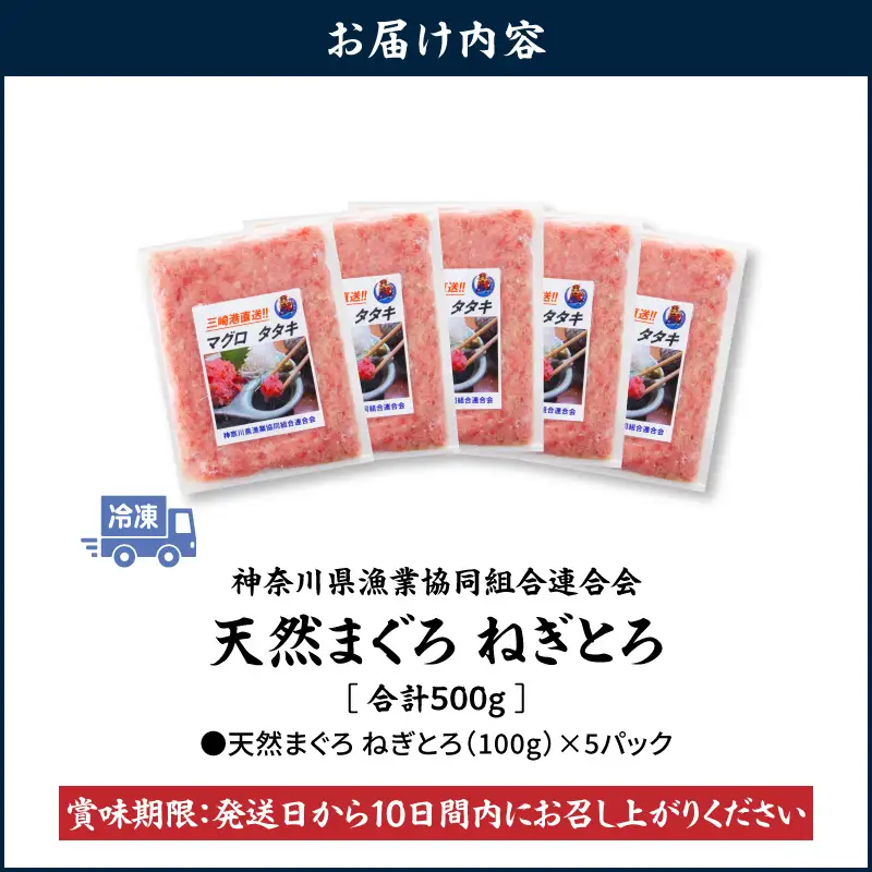 ＜ 選べる配送月 ＞【神奈川県漁連】 天然まぐろ ねぎとろ 500g（100g×5パック） M077-015-01 マグロ 鮪 ネギトロ