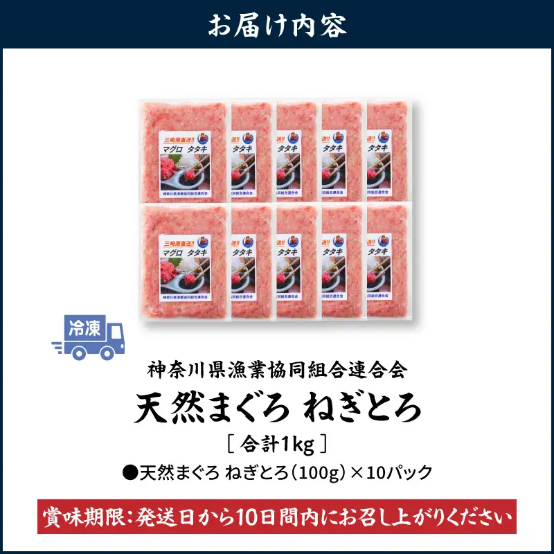 ＜ 選べる配送月 ＞【神奈川県漁連】 天然まぐろ ねぎとろ 1kg（100g×10パック） M077-015-02 マグロ 鮪 ネギトロ