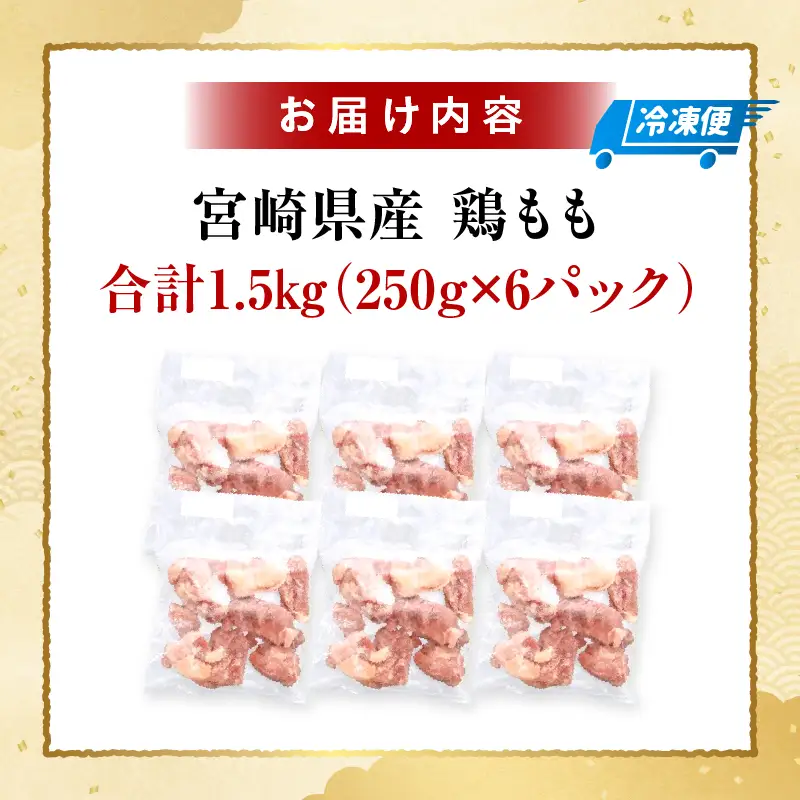 ＜2026年8月発送＞小分け＆パラパラ！宮崎県産鶏ももカット合計1.5kg_K043-006-2608