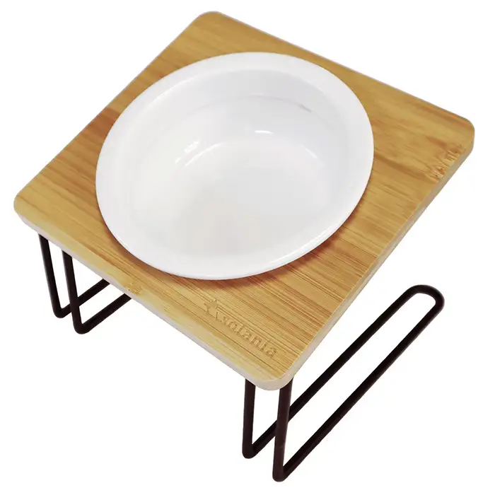 ペットフードスタンド(シングル) 犬 猫 ペット 食器台 フードスタンド フードボウル ごはん皿 ペット食器 餌入れ 水ボウル 子犬 小型犬 中型犬 斜め 陶器 電子レンジ対応 食洗器対応 solania 新登場 【m109-14-A】【アーチリテイルズ】