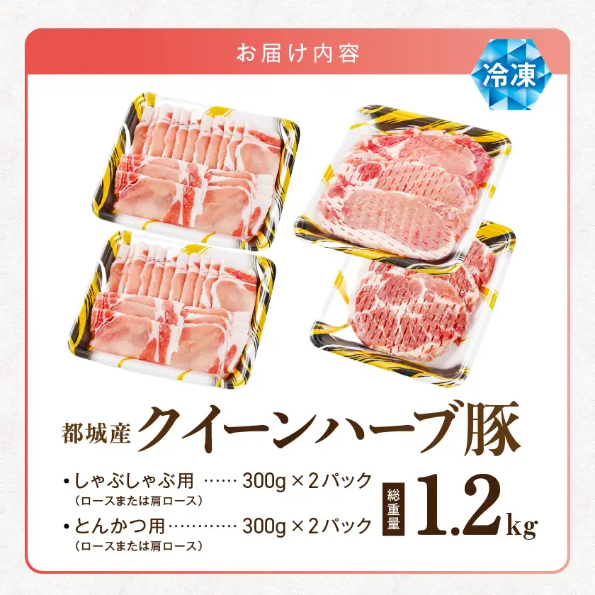 「クイーンハーブ豚」ロースしゃぶ&とんかつ用1.2kgセット〔13-29-014〕_(都城市)