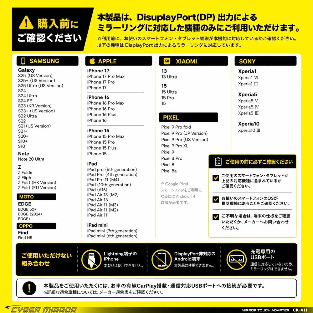 車載ミラーリングアダプター CK-A11 / 車用品 恵那市 / サイバーストーク [AUGG014] カー用品