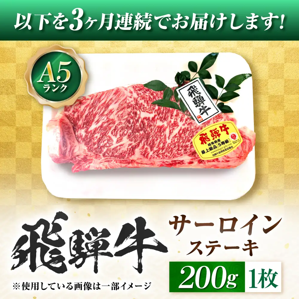 【3回定期便】飛騨牛 A5等級 サーロインステーキ 1枚 牛肉 肉 お肉 ステーキ 岐阜市 / 肉の松久[ANIP063]