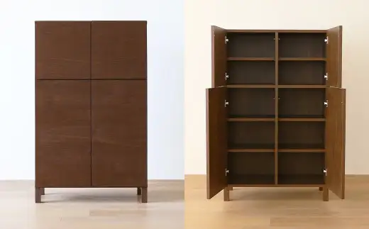 LECCE レッチェ 80ハイキャビネット ウォルナット 【 10年保証 】 キャビネット タンス 戸棚 棚 収納家具 収納 家具 インテリア 木材 木製 ウッド