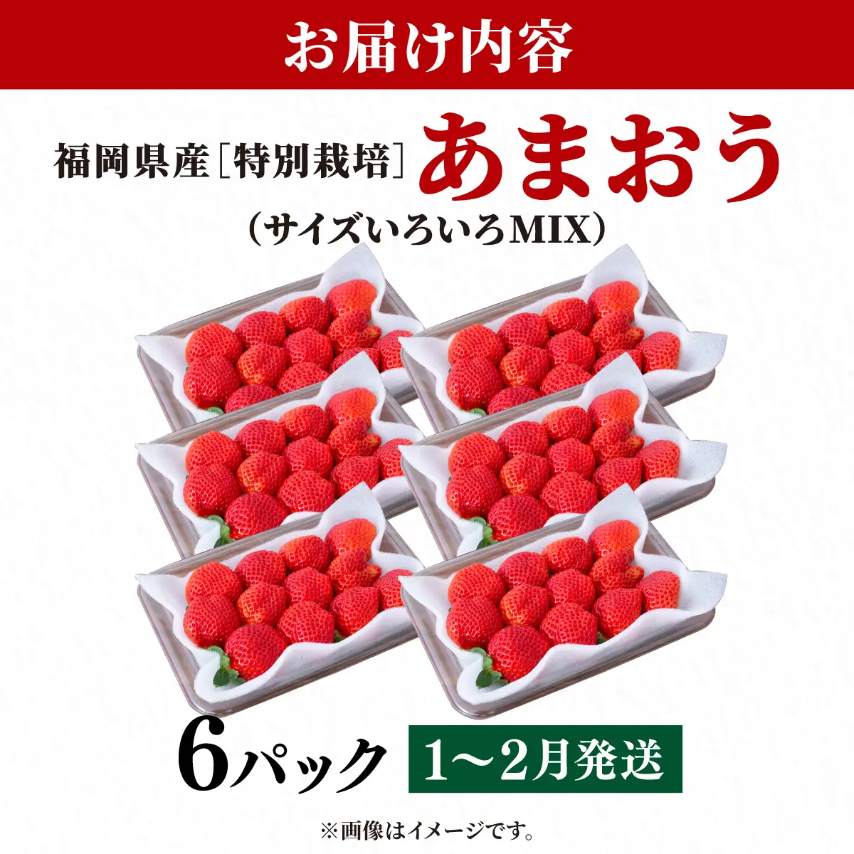 いちご 福岡県産 特別栽培 あまおう サイズいろいろMIX 約1710g（約285g×6パック）【1～2月発送】