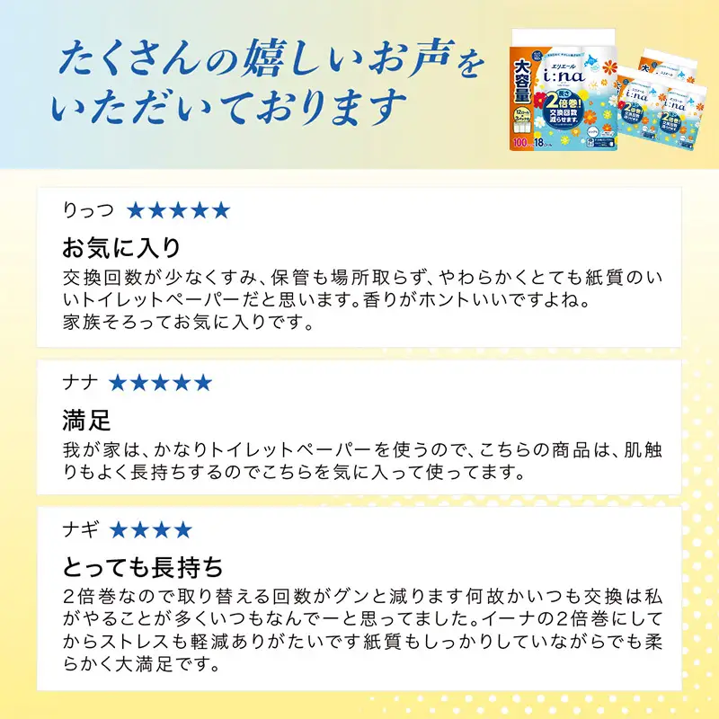 エリエールトイレットペーパーi:naシングル【定期便 計108ロール】