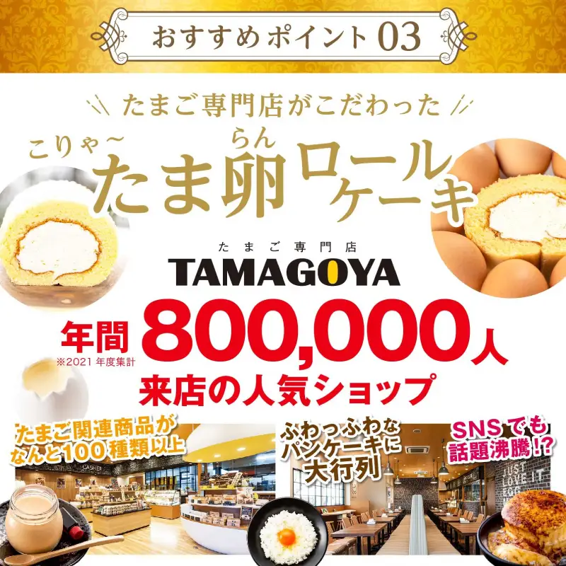 日の出たまごのロールケーキ 1本 TAMAGOYA 村の駅