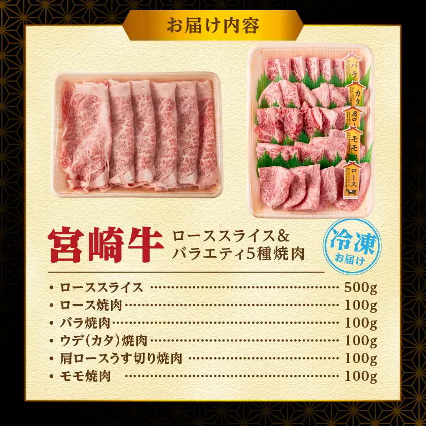 宮崎牛ローススライス&バラエティ焼肉1kgセット〔AE-89-010〕_(都城市)