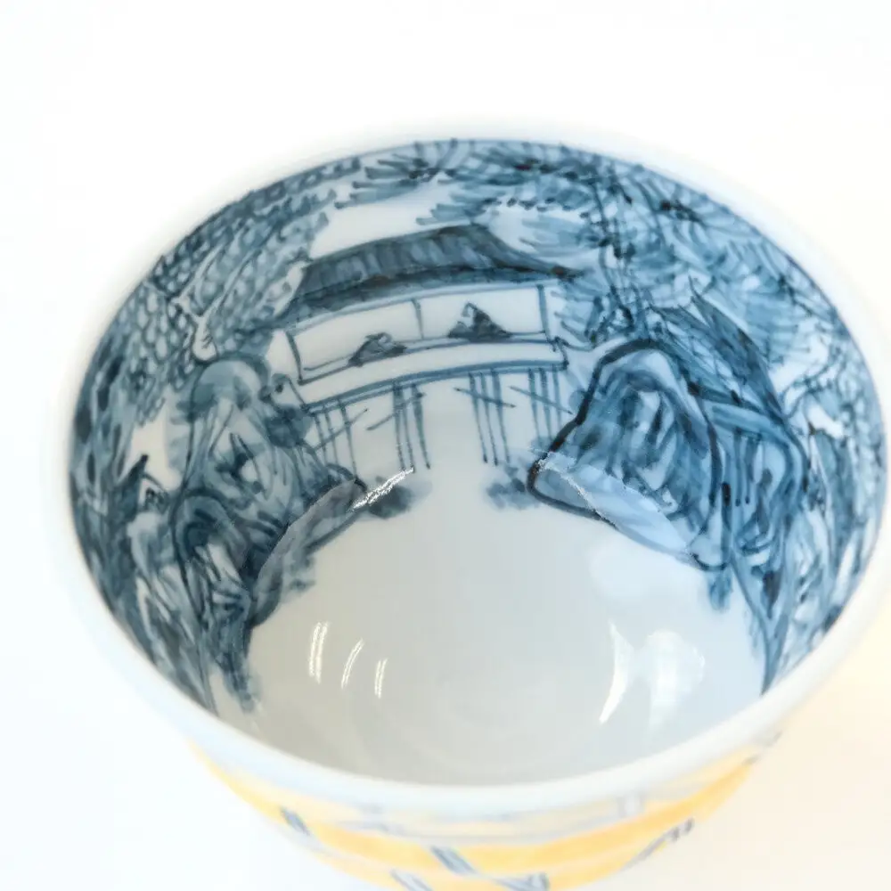 【たち吉】山水角幾何文飯茶碗（黄）京都 茶碗 陶芸品 人気 おすすめ