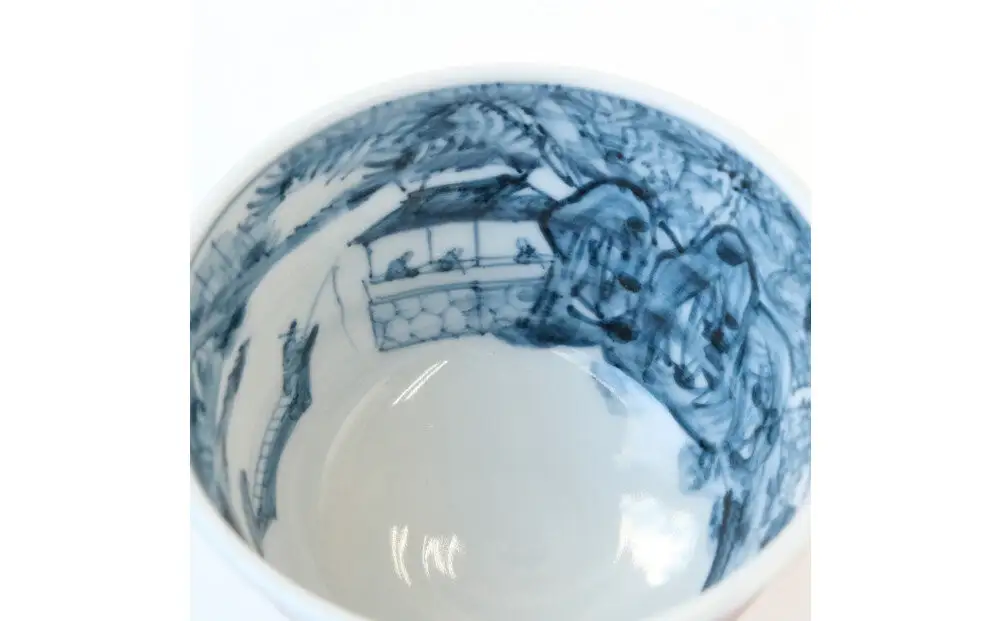 【たち吉】山水角幾何文飯茶碗（朱）京都 茶碗 陶芸品 人気 おすすめ
