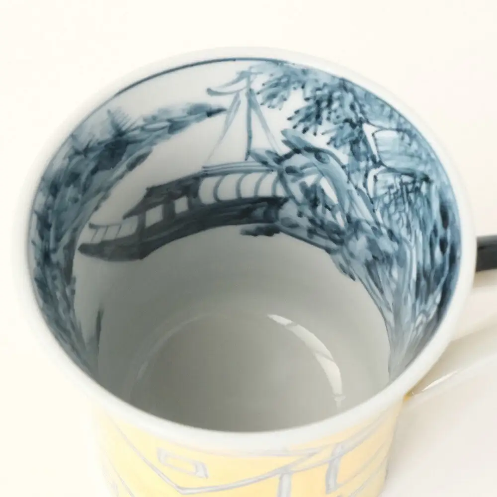 【たち吉】山水角幾何文マグ（黄）京都 マグ 陶芸品 人気 おすすめ