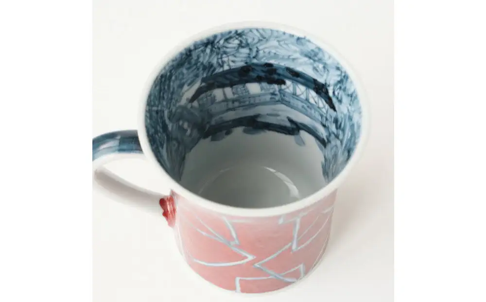 【たち吉】山水角幾何文マグ（朱）京都 マグ 陶芸品 人気 おすすめ