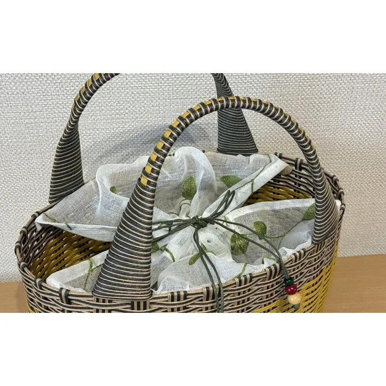 【選べるカラー】かご クラフトカゴバック丸型 グリーン