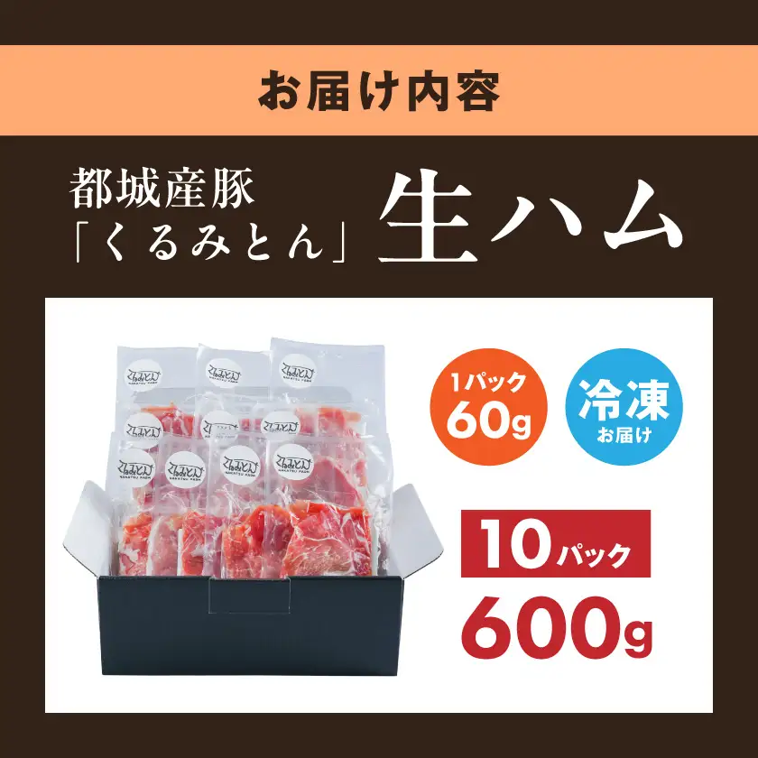 「くるみとん」生ハム60g×10P〔18-J3-002-10-CF〕_(都城市)