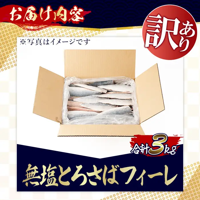 訳あり 無塩 とろさば フィーレ 約3kg 干物 さば フィレ 切り身 【みのだ食品】No.1383-C