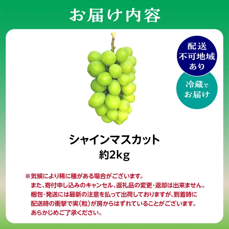 2026年 シャインマスカット 約2kg 京都木津川市産 フルーツ 106-02
