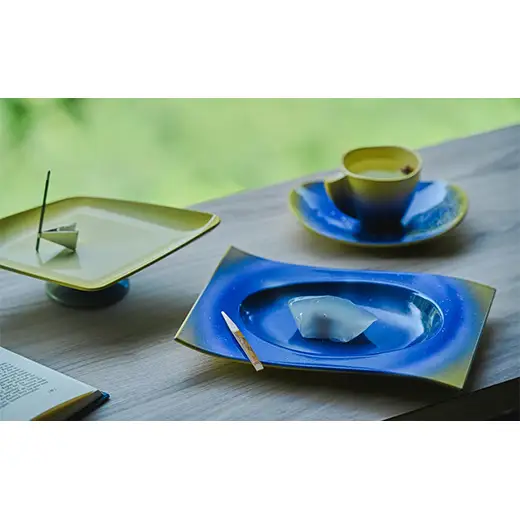 iroikoi 波形置皿 旅人の灯り 工芸品 食器 皿 山中漆器 F6P-3333