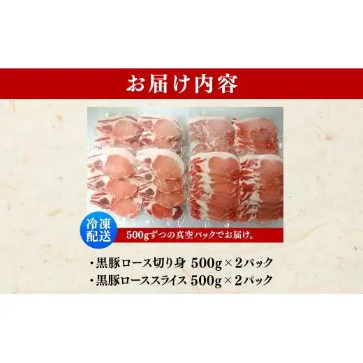 （株）アドバンスフーズ　国産黒豚ロース（切り身1kg／スライス1kg） 26ｰ30 ※沖縄・離島への配送不可