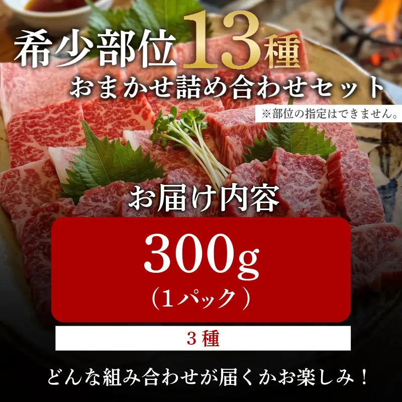 阿波牛 食べ比べ 13種 焼肉 セット 希少部位 入り 300g 赤身 霜降り