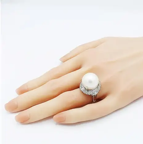 白蝶真珠 パール リング 16mm Pt900（15286） (BR-106)